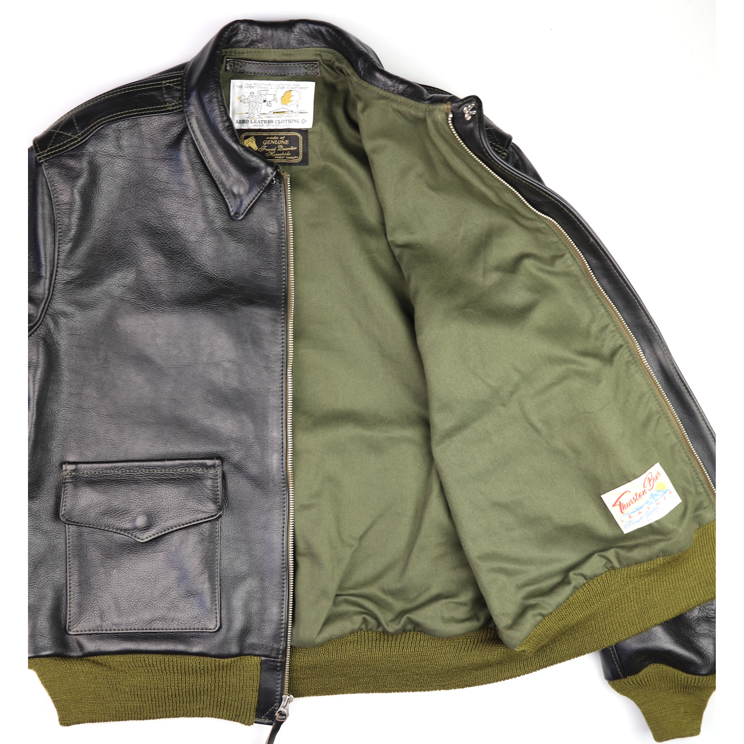 Aero 15142 A-2 Blackened Brown Vicenza GX9 olive cotton drill lining IG square.jpg
