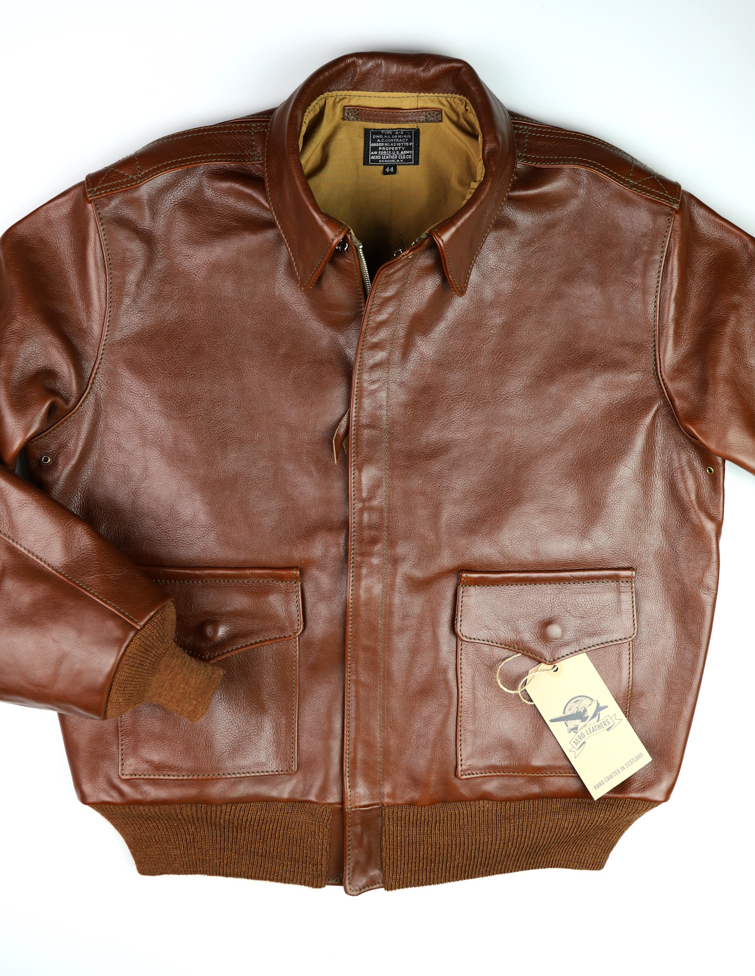 Aero 18775 A-2 Russet Vicenza Horsehide U3B front.jpg