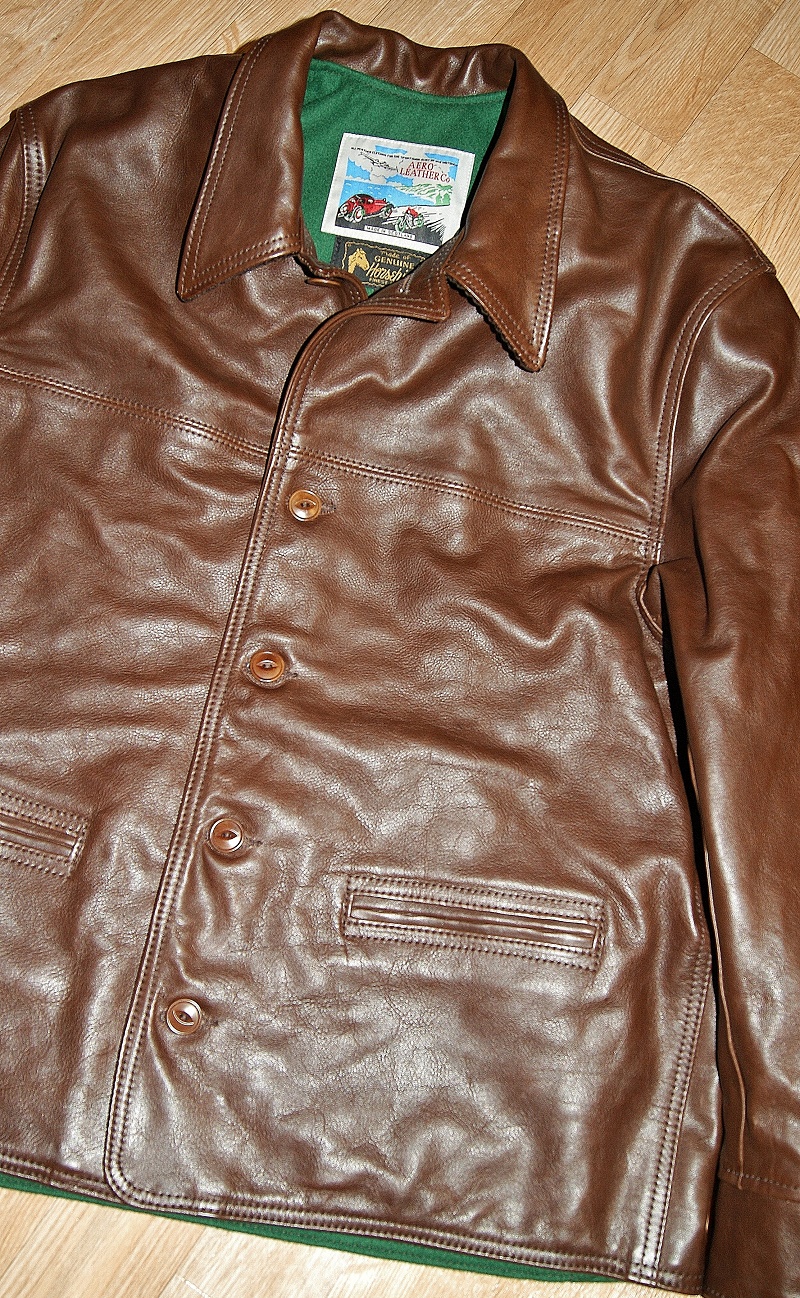 Aero 1920s Premier Work Coat Seal Vicenza Horsehide front.jpg