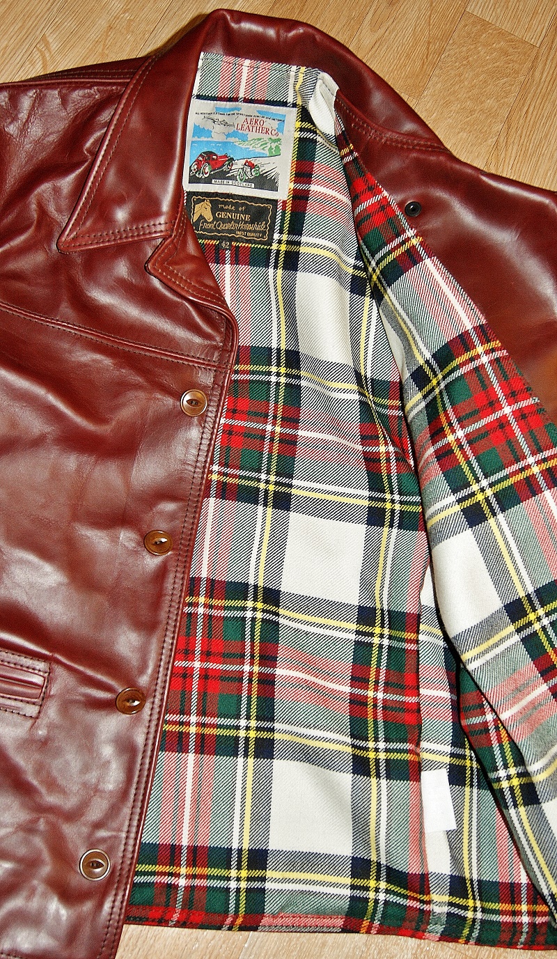 Aero 1920s Work Coat Cherry CXL FQHH Modern Stewart Dress tartan lining.jpg