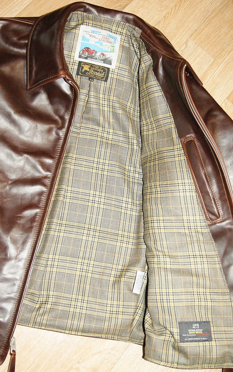 Aero 1930s Half Belt Brown CXL Steerhide 44 Eccles Check Tweed wool lining.jpg