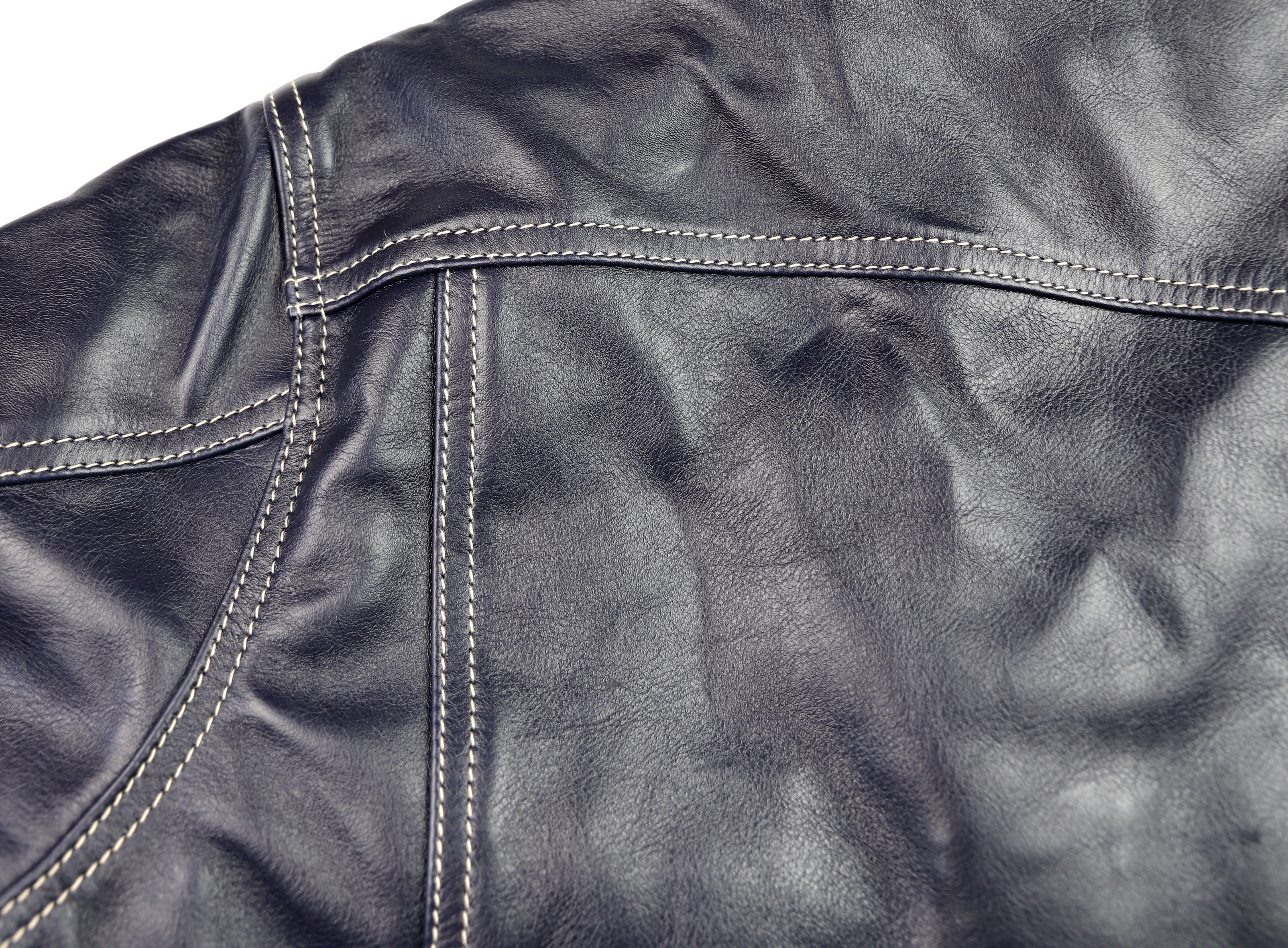 Aero 557XX Blue Vicenza Horsehide NUE shoulder seam.jpg