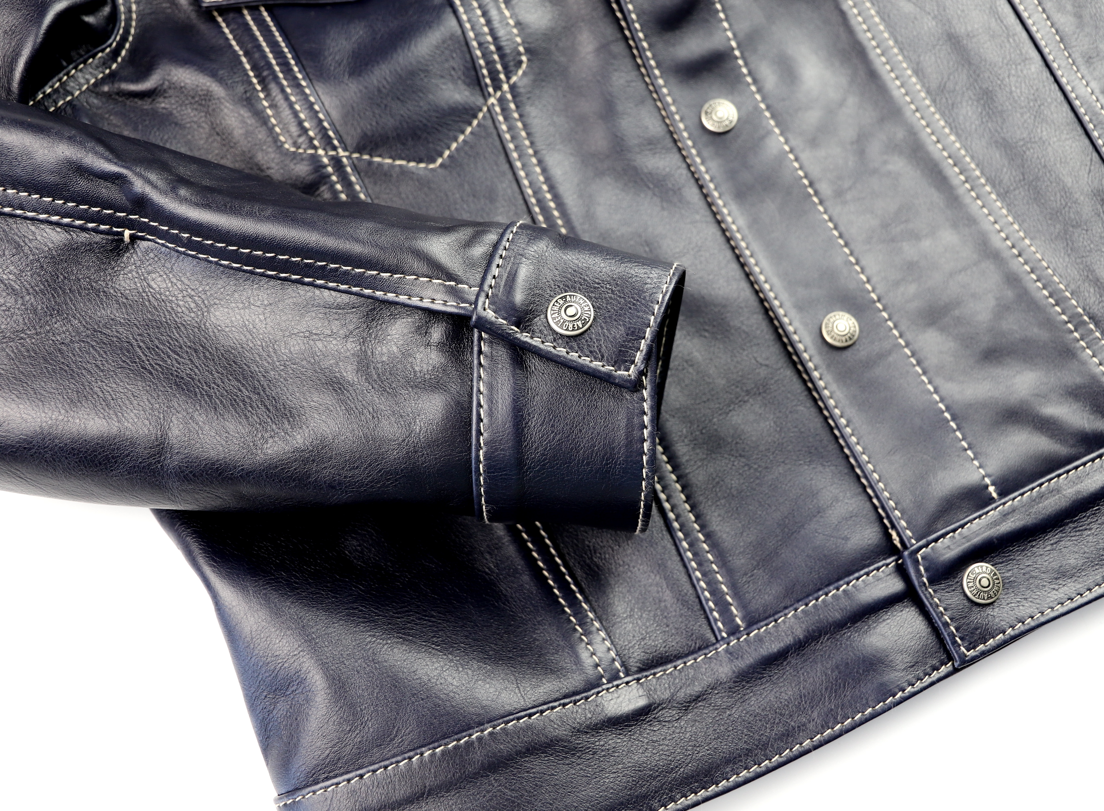 Aero 557XX Blue Vicenza Horsehide NUE sleeve cuff.jpg