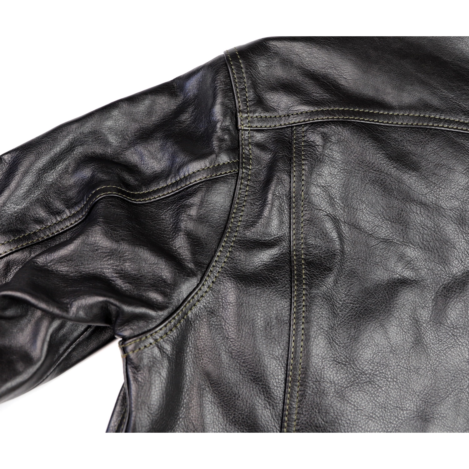 Aero 557XX Jean Jacket Blackened Brown Vicenza SB7 arm hole IG square.jpg
