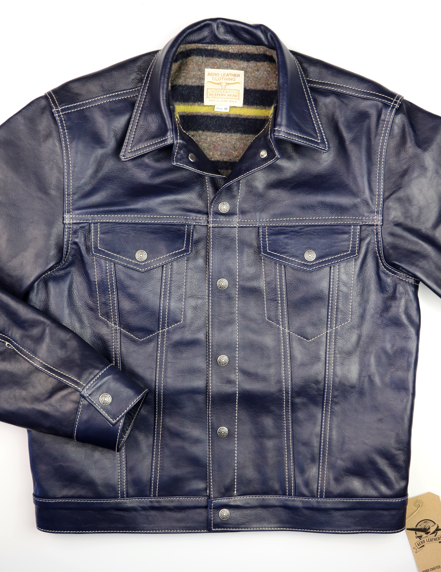 Aero 557XX Jean Jacket Type 3 Blue Vicenza VT6 front.jpg