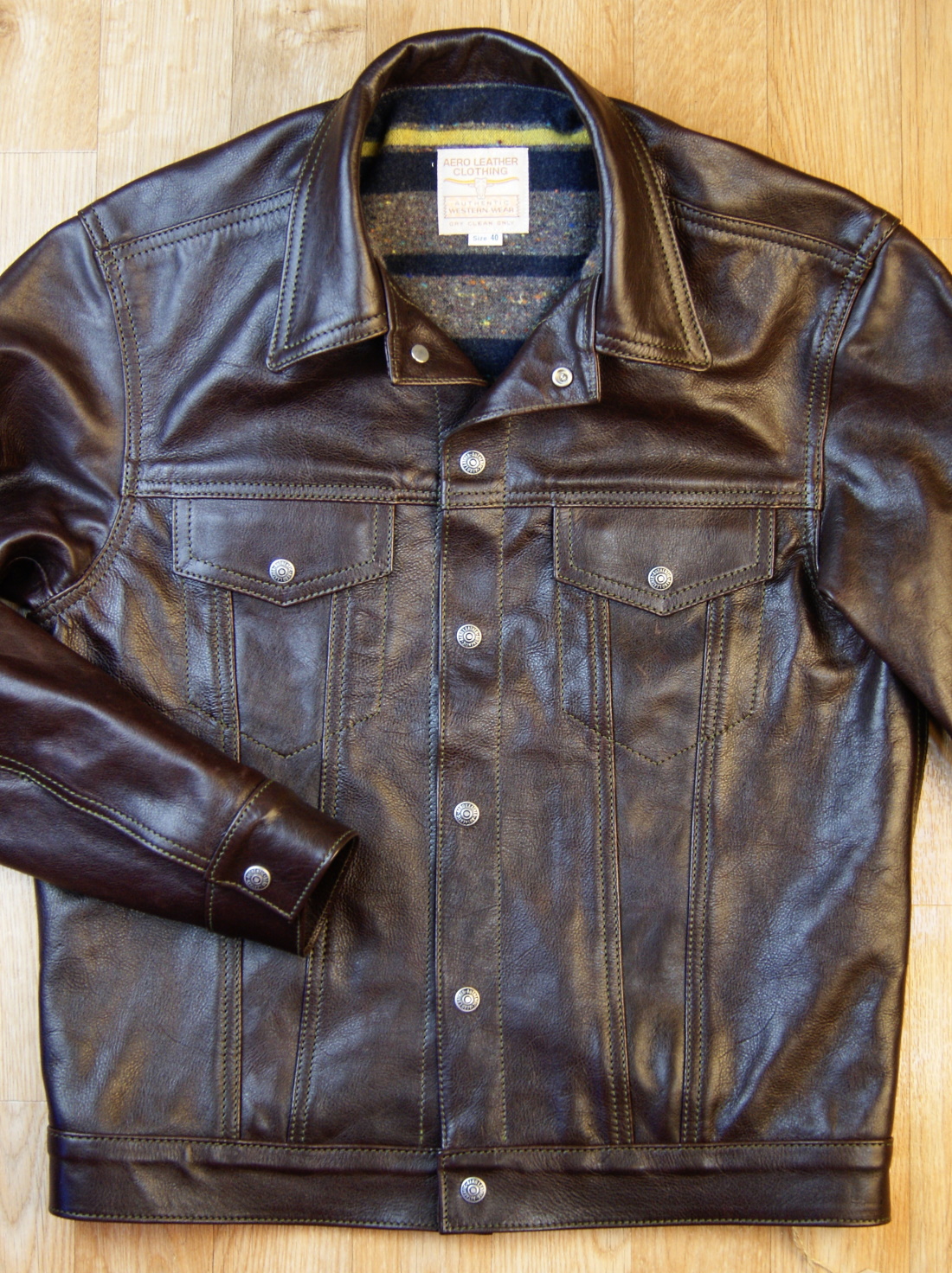 Aero 557XX Type 3 Dark Seal Vicenza Horsehide CAM front.jpg