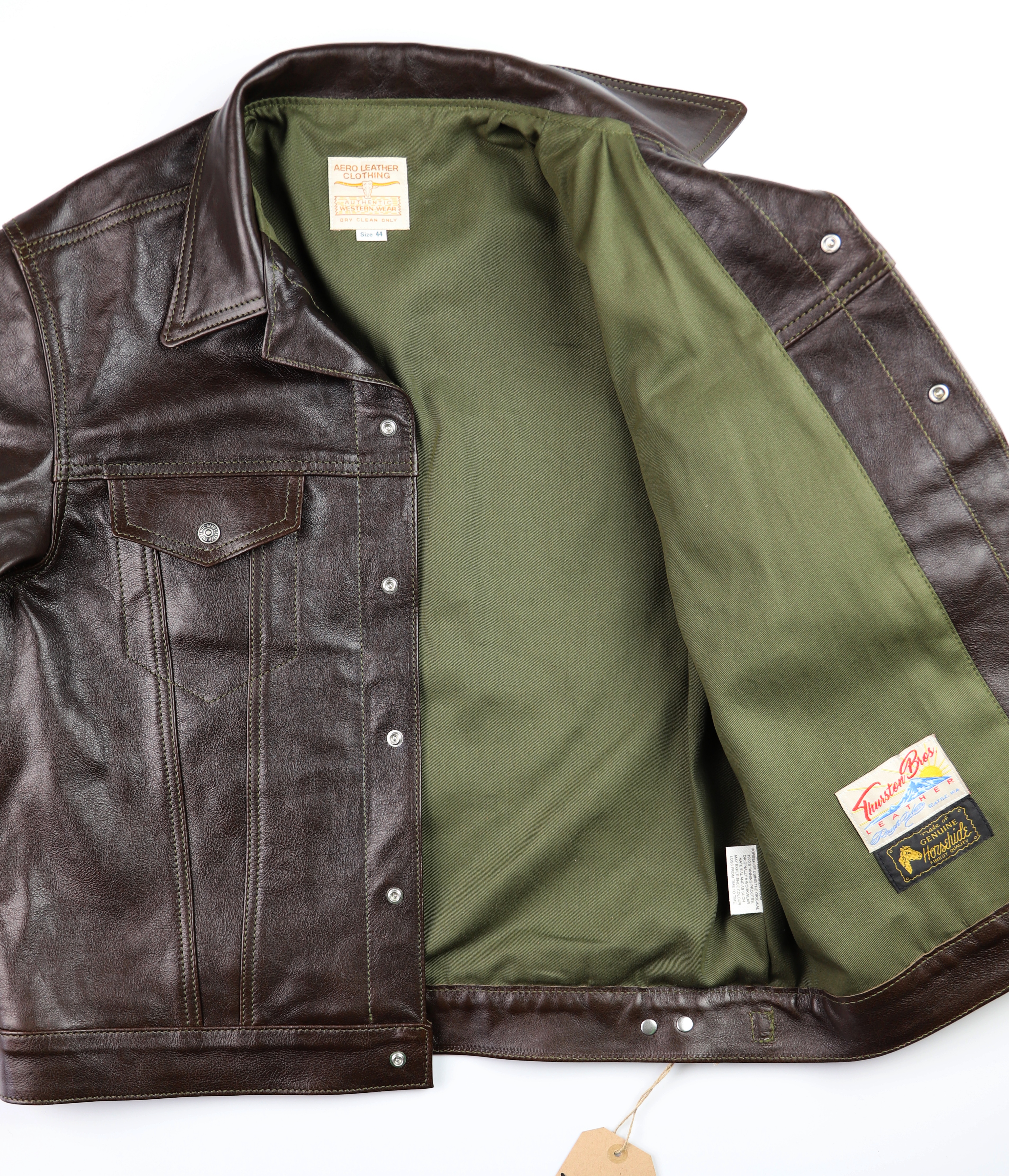 Aero 557XX Type 3 Jean Jacket Dark Seal Vicenza TX9 olive cotton drill lining.jpg