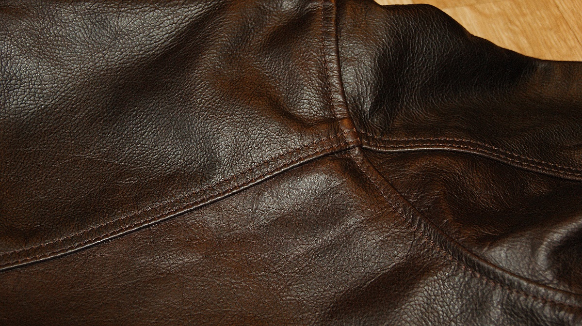 Aero A-1 Battered Brown Steerhide shoulder grain.jpg