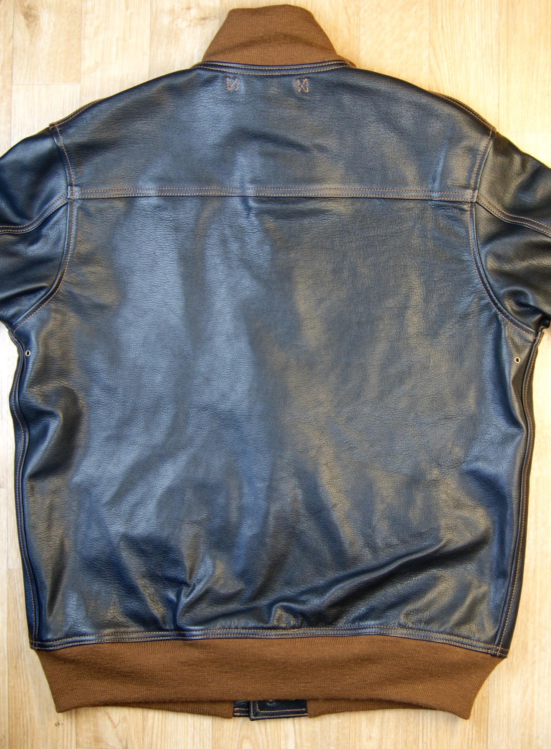 Aero A-1 Black Goatskin Caramel knits back.jpg