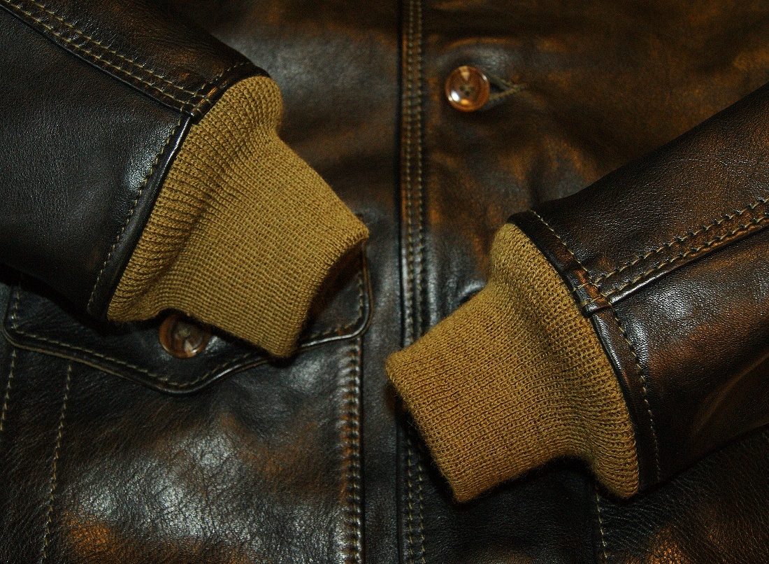 Aero A-1 Black Vicenza Horsehide knit cuffs.jpg