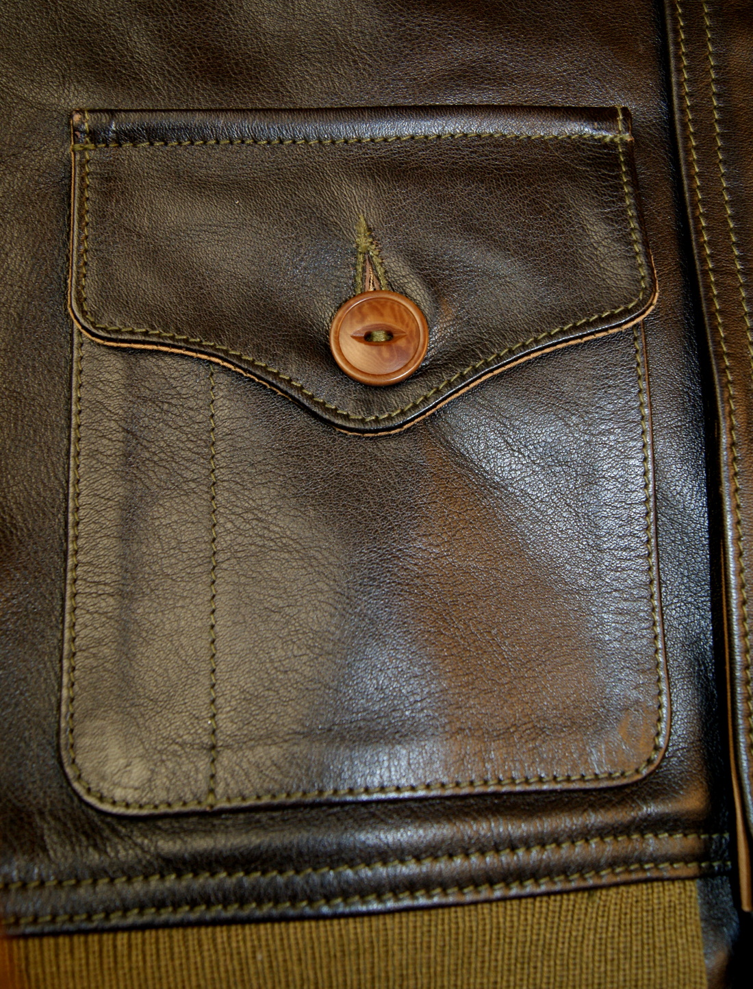 Aero A-1 Blackened Brown Vicenza Horsehide 4DF patch pocket.jpg