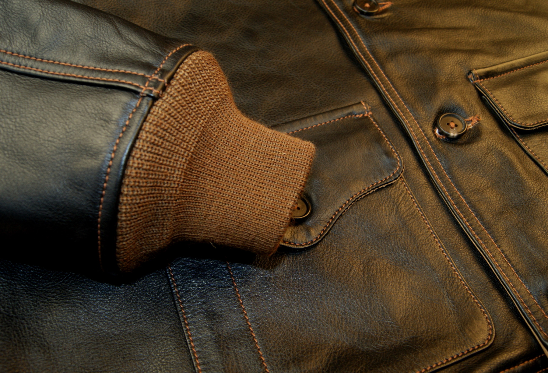 Aero A-1 Blackened Brown Vicenza Horsehide DKE cuff.jpg