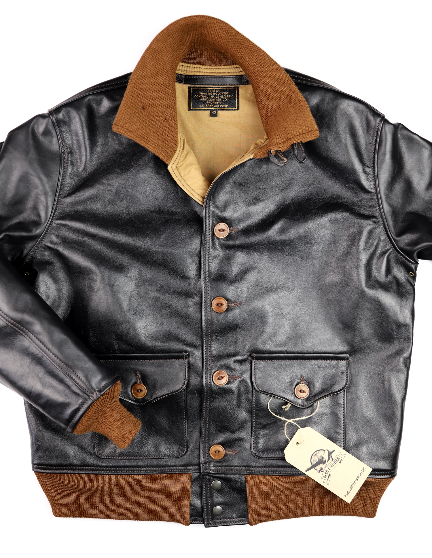 Aero A-1 Blackened Brown Vicenza Horsehide EDB6 front.jpg