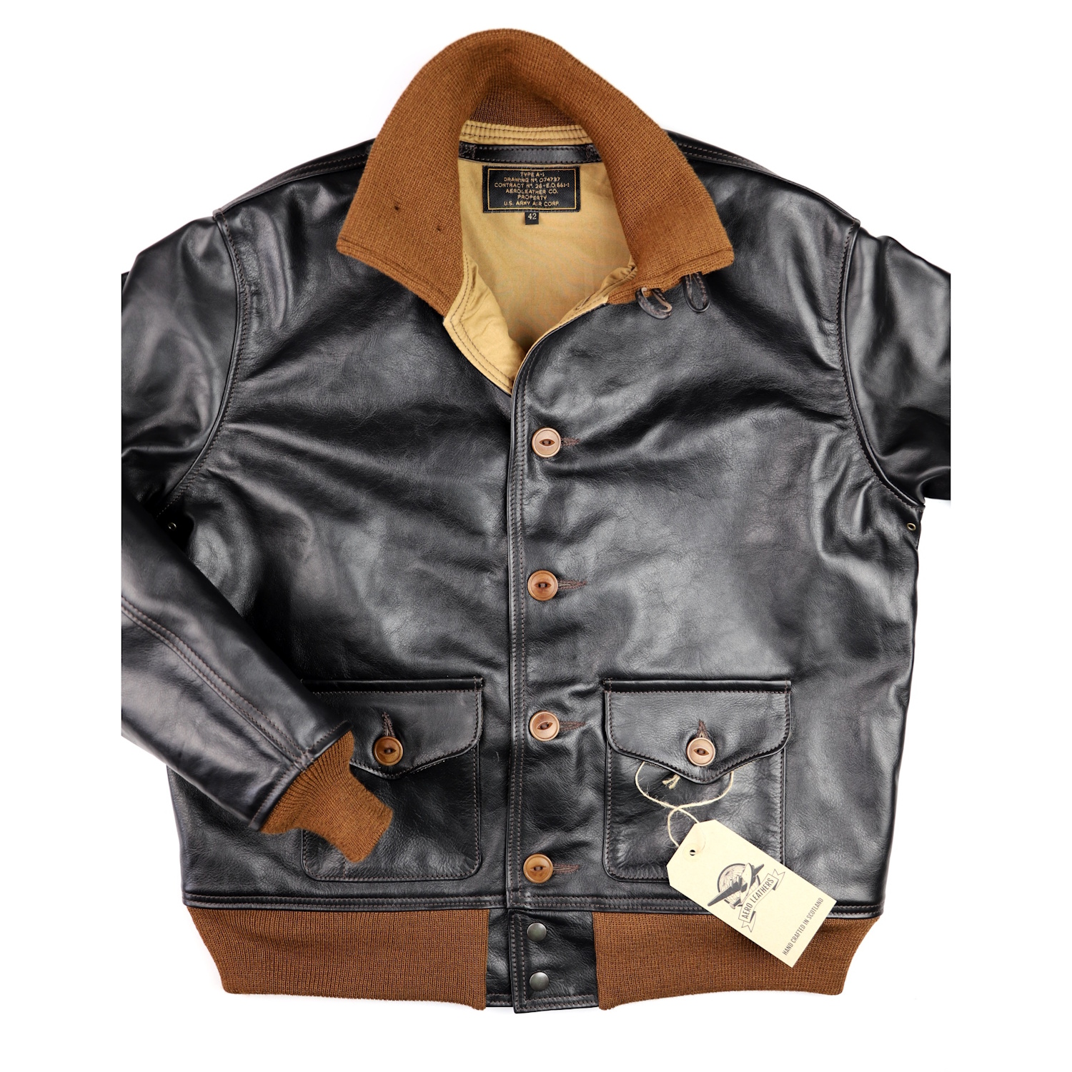 Aero A-1 Blackened Brown Vicenza Horsehide EDB6 frontIG square.jpg