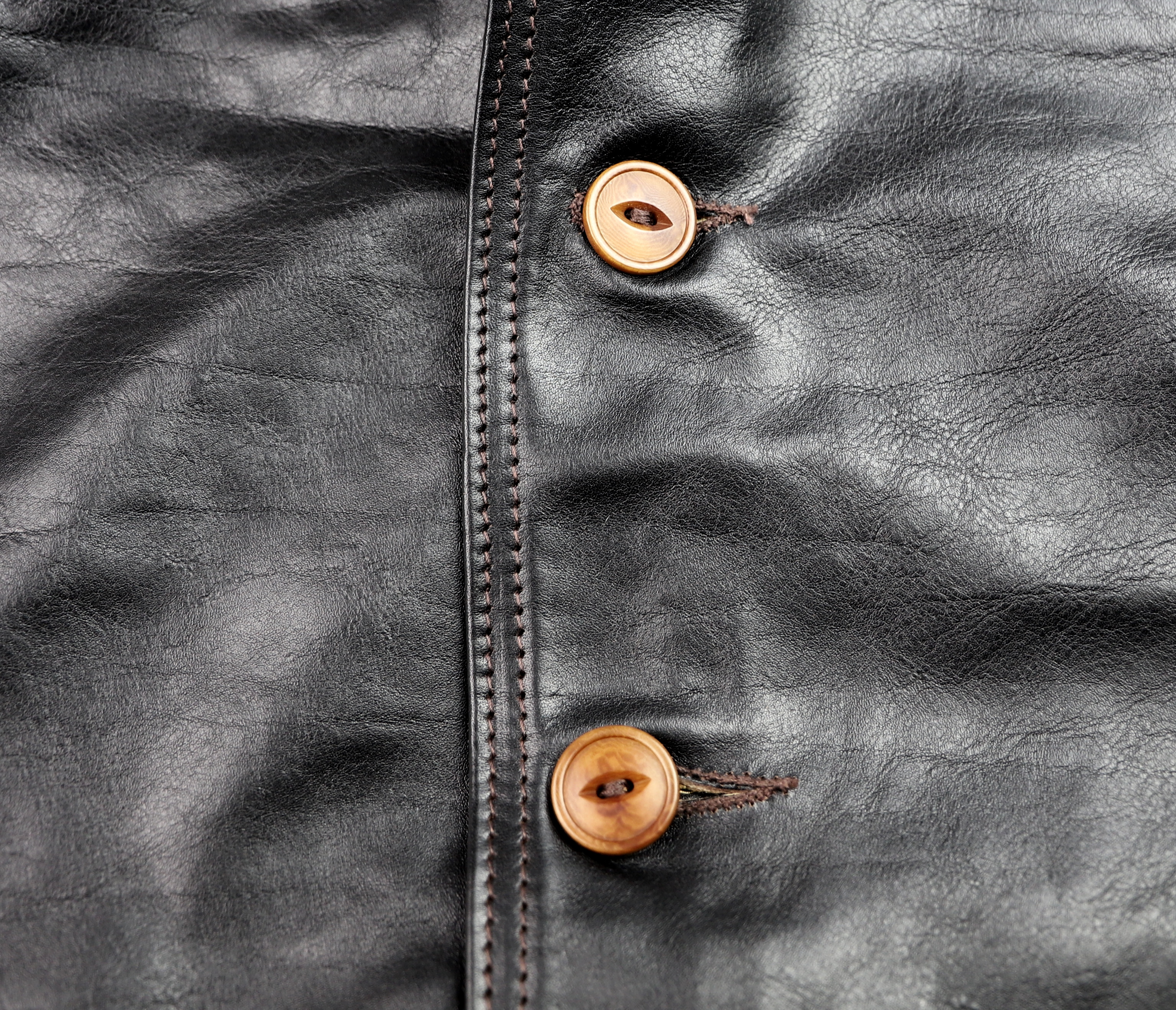 Aero A-1 Blackened Brown Vicenza Horsehide EMW buttons.jpg