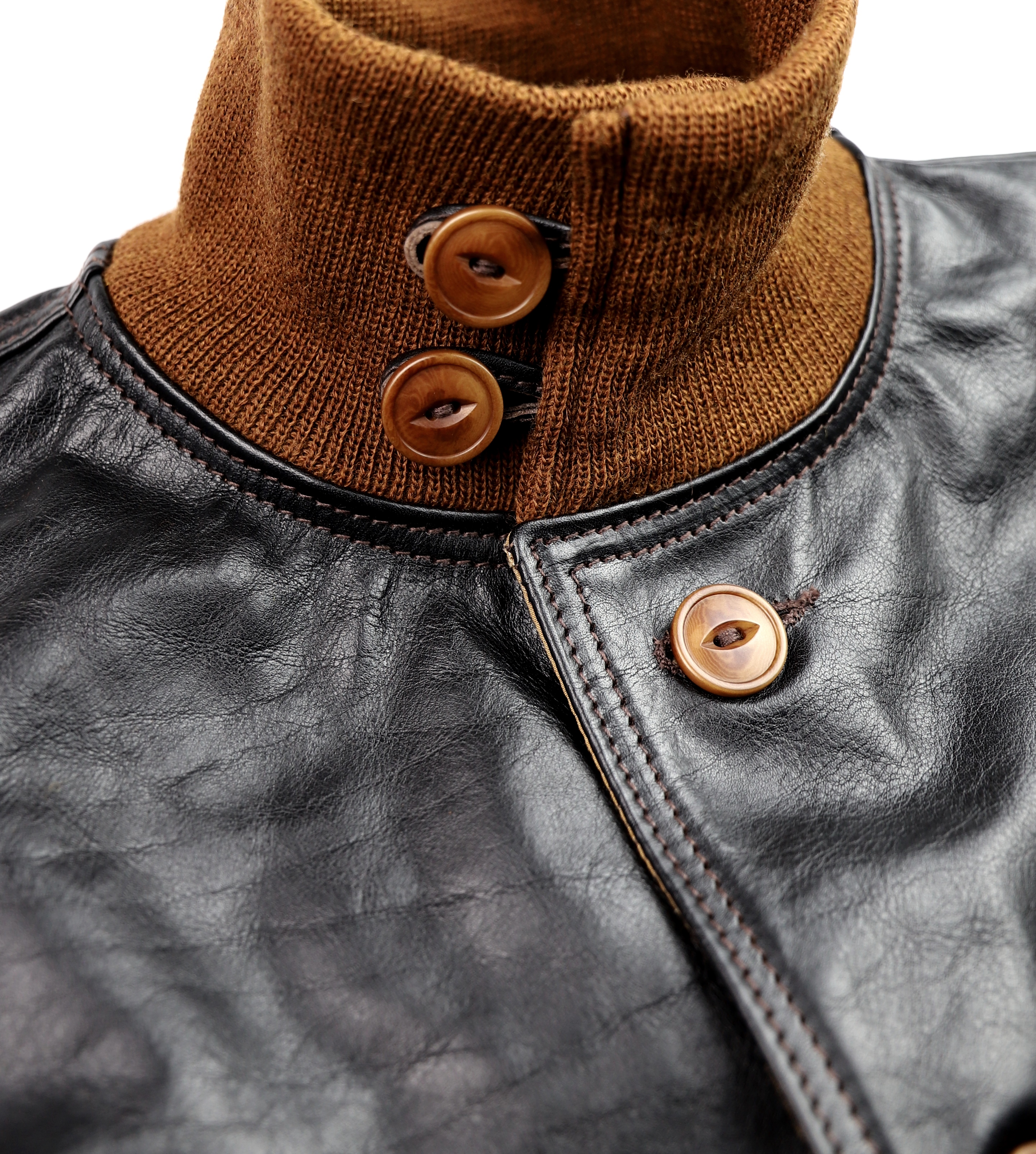 Aero A-1 Blackened Brown Vicenza Horsehide EMW collar.jpg