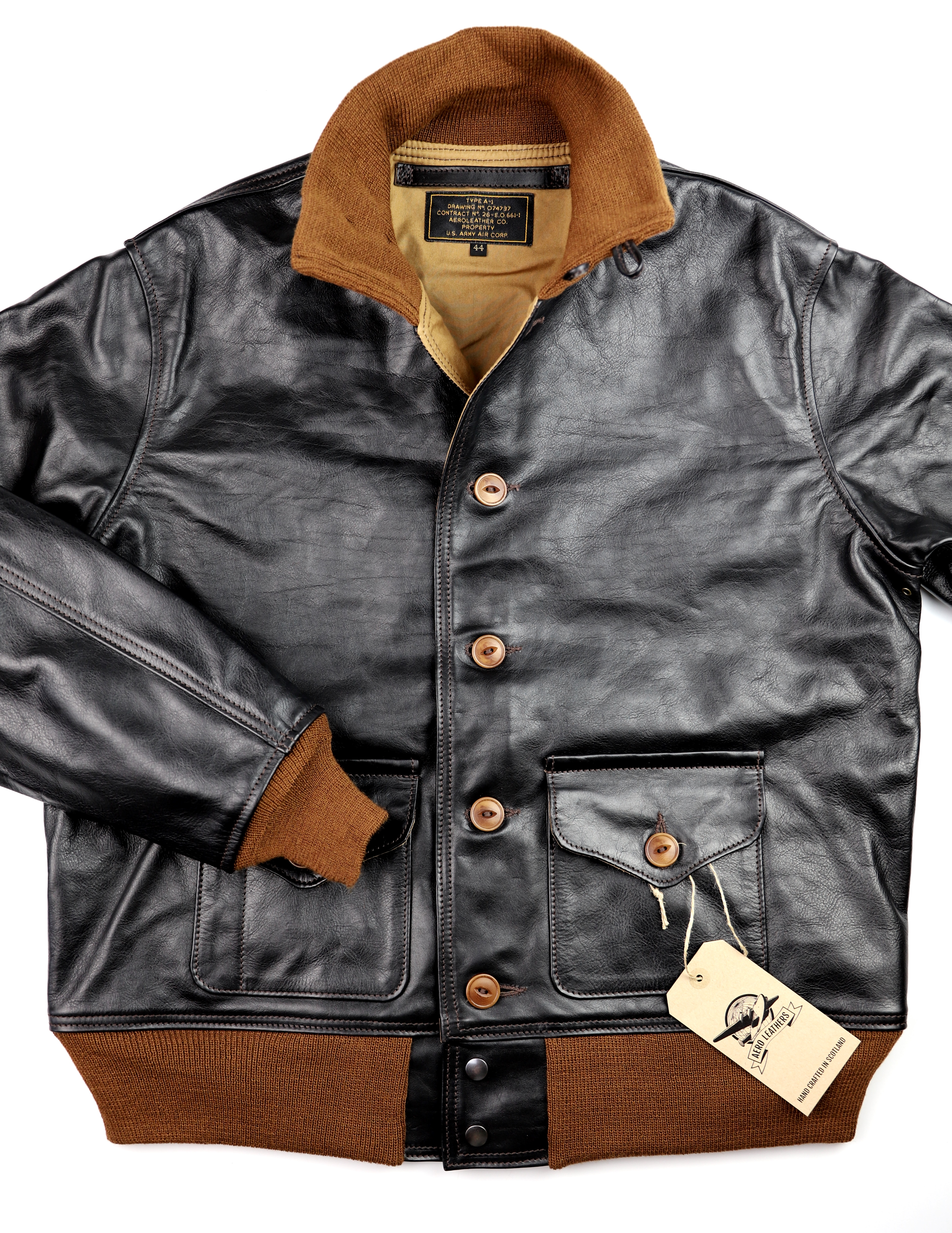 Aero A-1 Blackened Brown Vicenza Horsehide EMW front.jpg