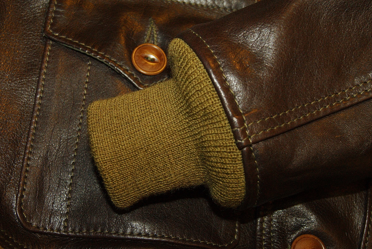 Aero A-1 Dark Seal Vicenza Horsehide knit cuffs.jpg