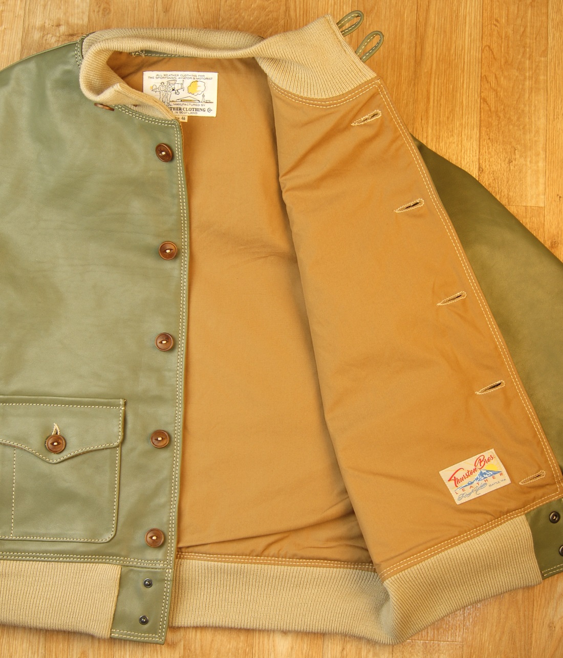 Aero A-1 Olive Vicenza Horsehide 9QC tan cotton lining.jpg