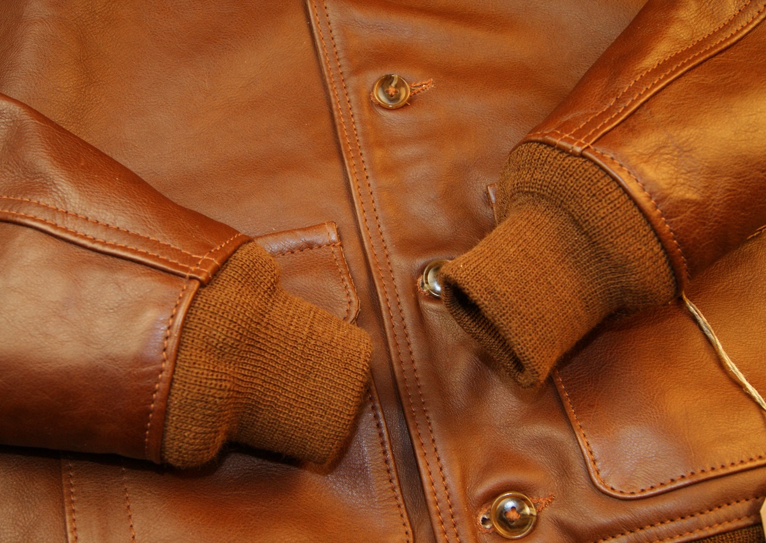 Aero A-1 Russet Vicenza Horsehide LER1 knit cuffs.jpg