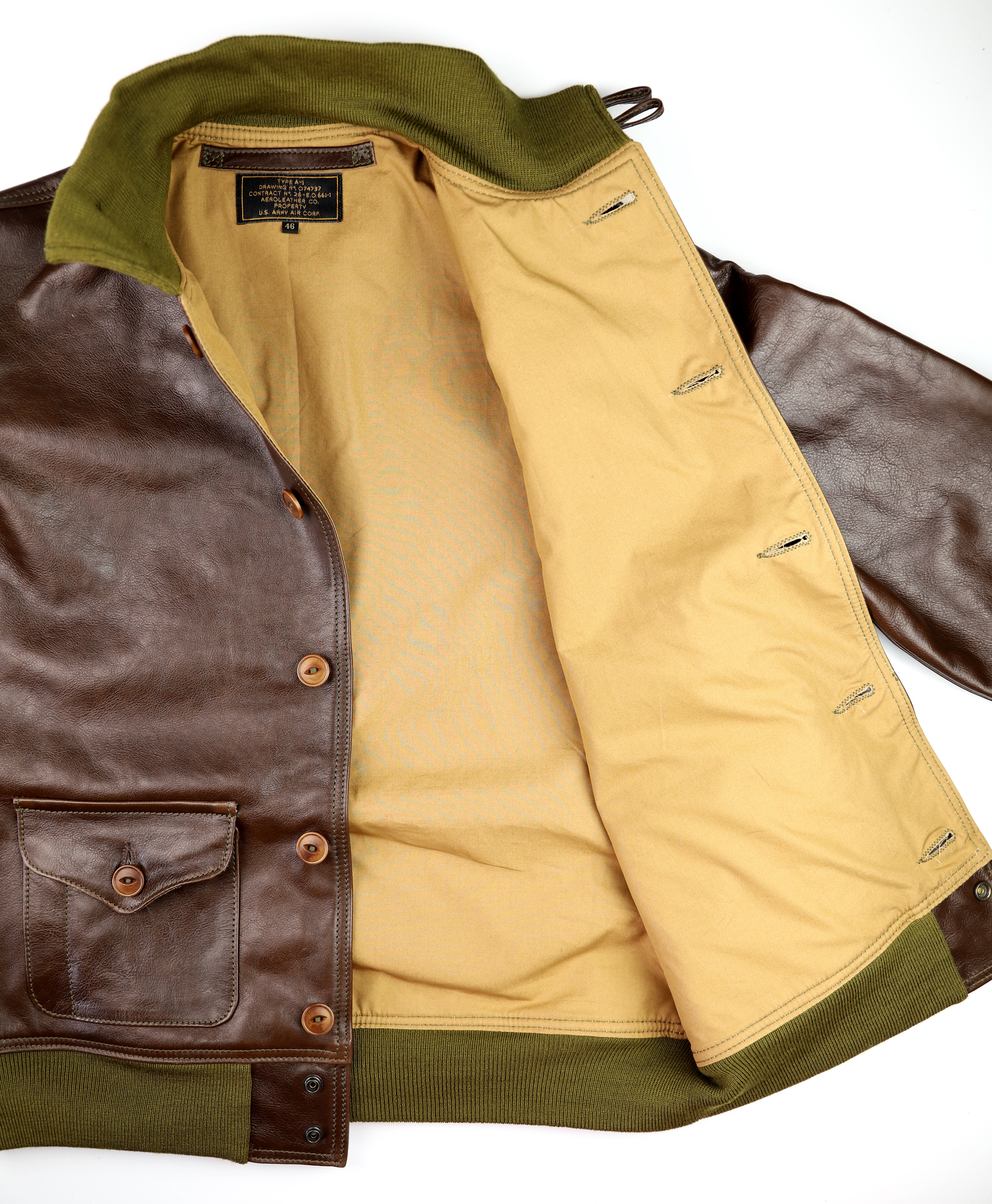 Aero A-1 Seal Vicenza Horsehide AF3B tan cotton lining.jpg