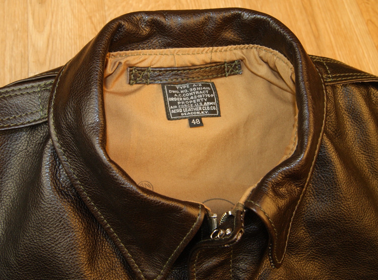 Aero A-2 18775 Dark Seal Vicenza Horsehide JA18 collar.jpg