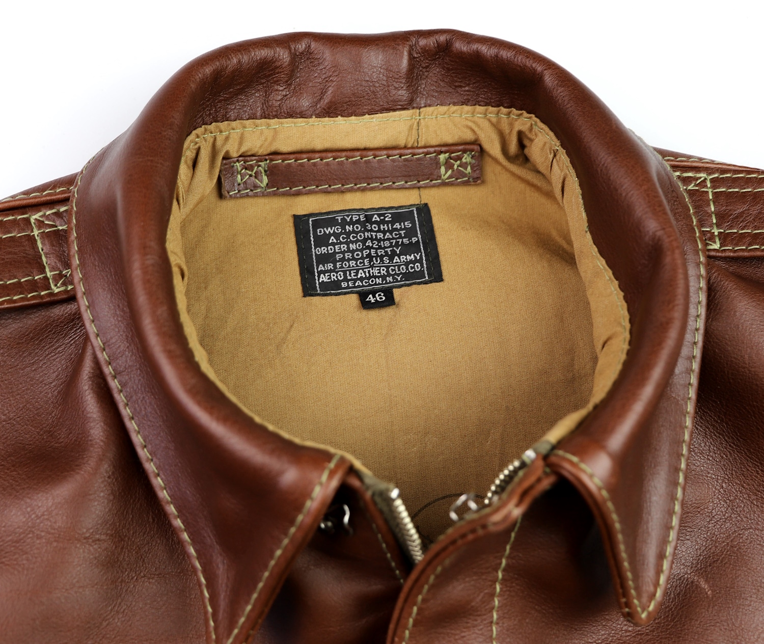 Aero A-2 18775 Russet Vicenza Horsehide UR8 collar.jpg