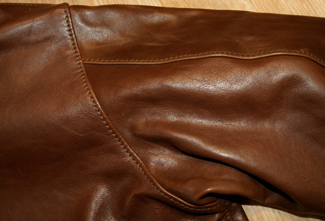 Aero A-2 40-3785-P Russet Vicenza Horsehide sleeve grain.jpg