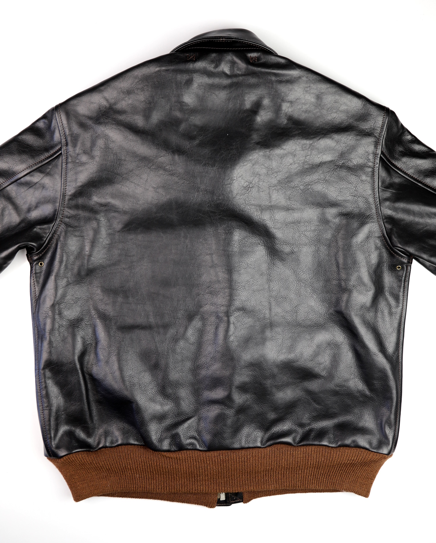 Aero A-2 Bronco Blackened Brown Vicenza Horsehide UN7 back.jpg