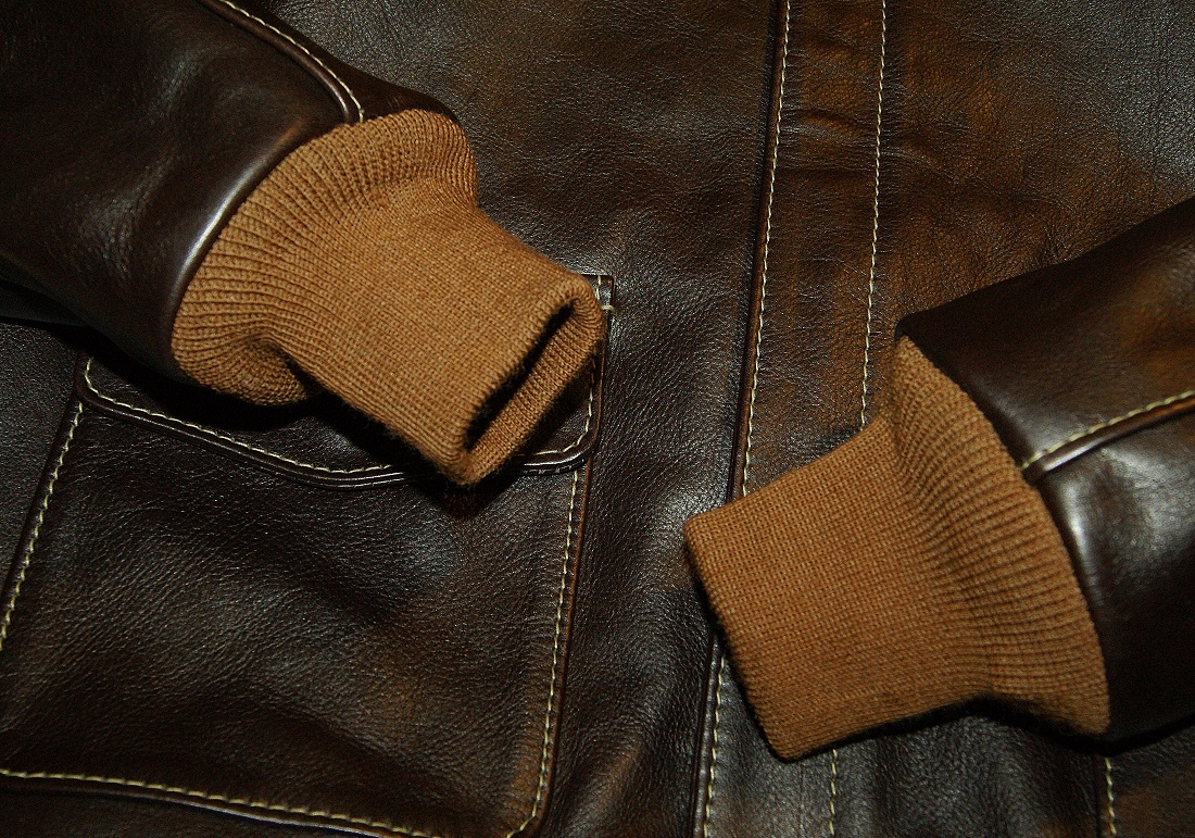 Aero A-2 Dark Seal Vicenza Horsehide cuffs.jpg