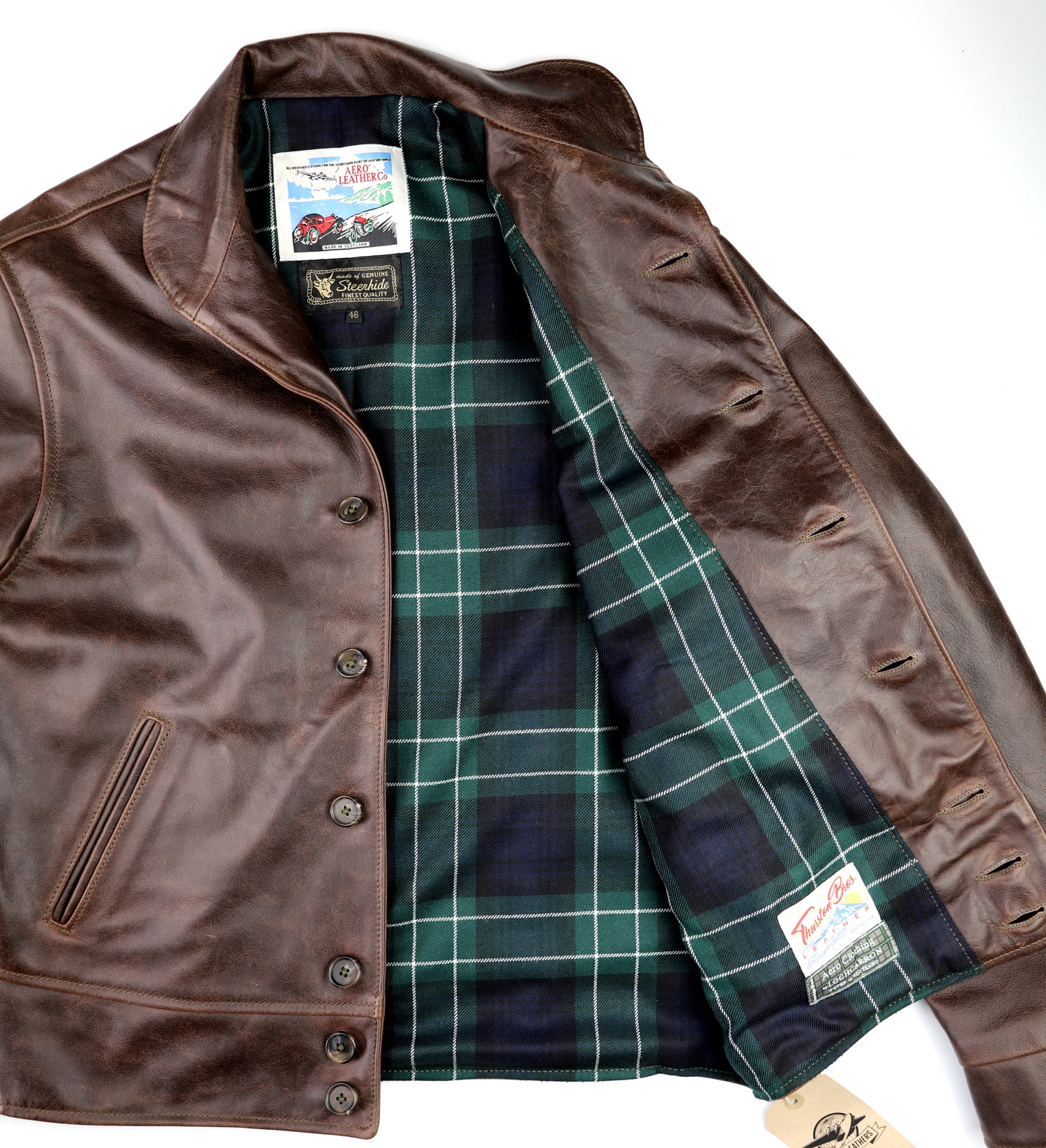 Aero Aeromarine Battered Brown Steerhide Abercrombie Modern tartan lining.jpg