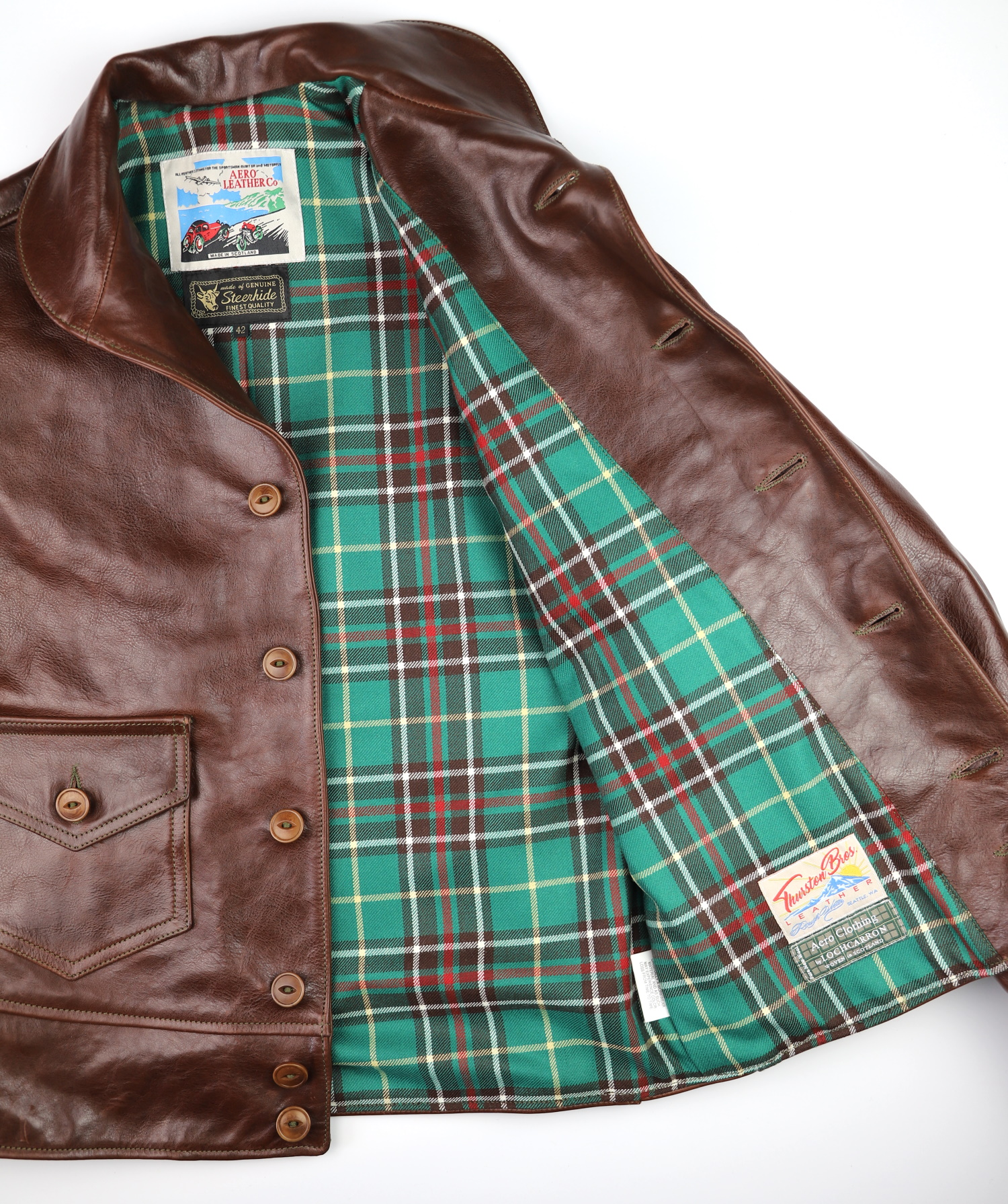 Aero Aeromarine Tobacco Badalassi Cowhide Newfoundland tartan lining.jpg