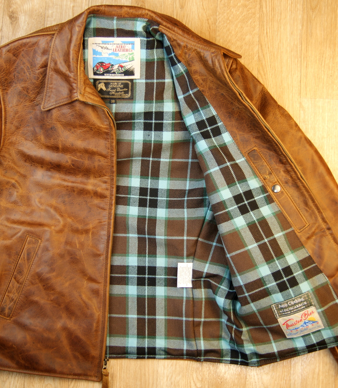 Aero August Battered Tan FQHH TUC Thompson Hunting heavyweight tartan lining.jpg