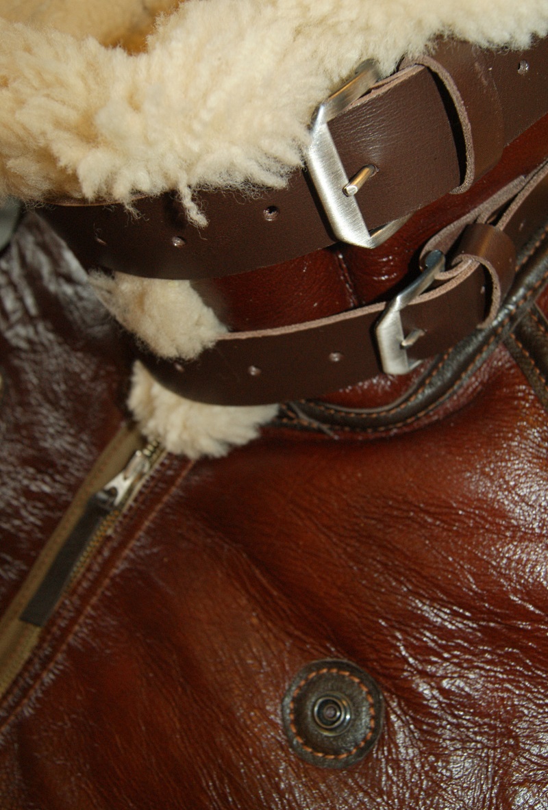 Aero B-3 Redskin Shearling Dark Seal Vicenza Horsehide size 40 buckled collar.jpg