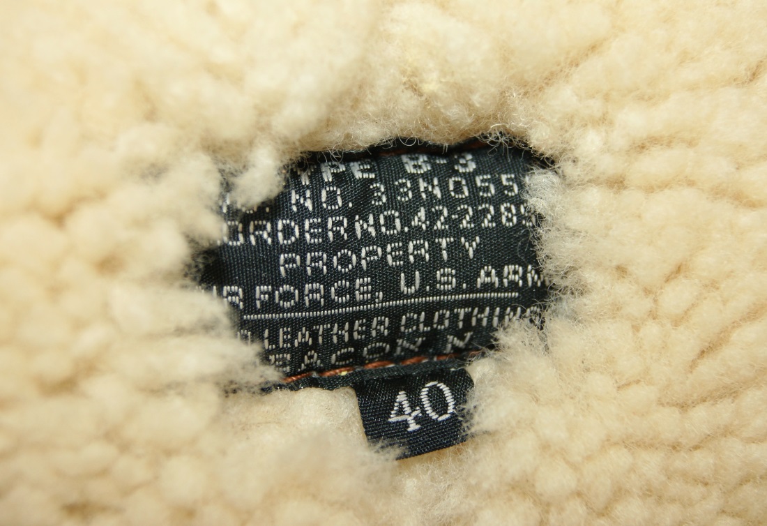 Aero B-3 Redskin Shearling Dark Seal Vicenza Horsehide size 40 tag.jpg