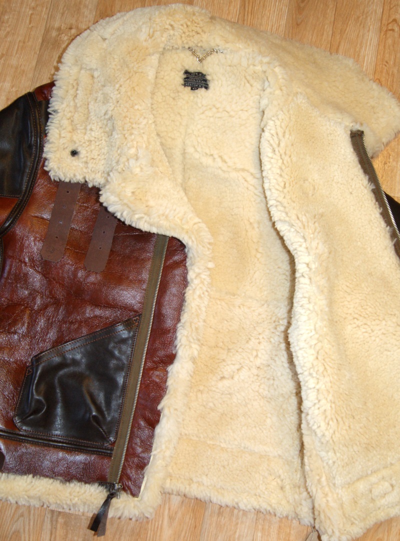 Aero B-3 Redskin Shearling Dark Seal Vicenza Horsehide size 44 open.jpg