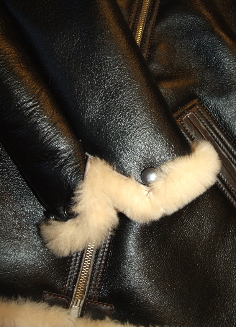 Aero B-6 Seal Brown Shearling with Dark Seal Vicenza trim size 38 UT9 sleeve.jpg