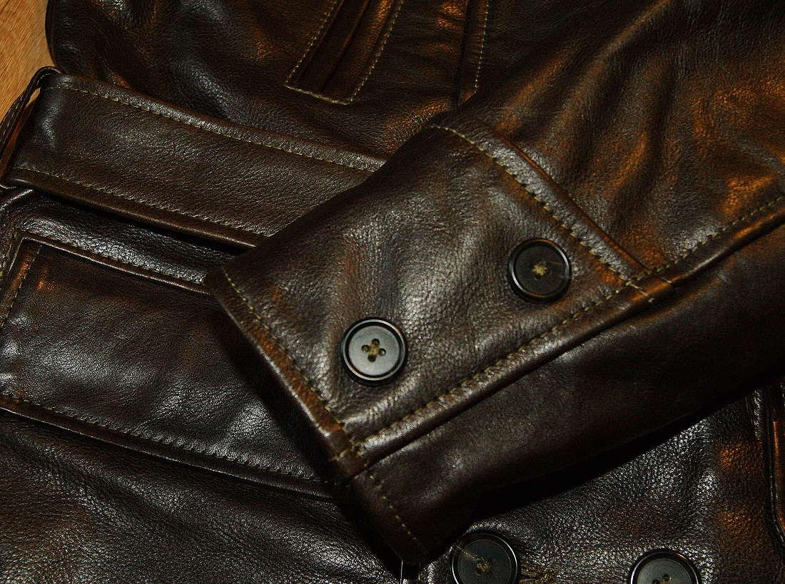 Aero Barnstormer Dark Seal Vicenza Horsehide sleeve cuff.jpg