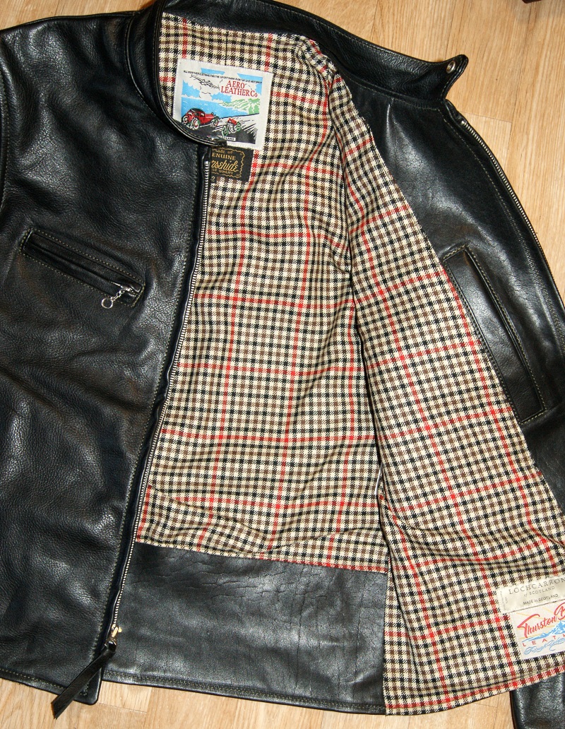 Aero Board Racer Black Vicenza Horsehide GP41 Denholm Check Tweed wool lining.jpg