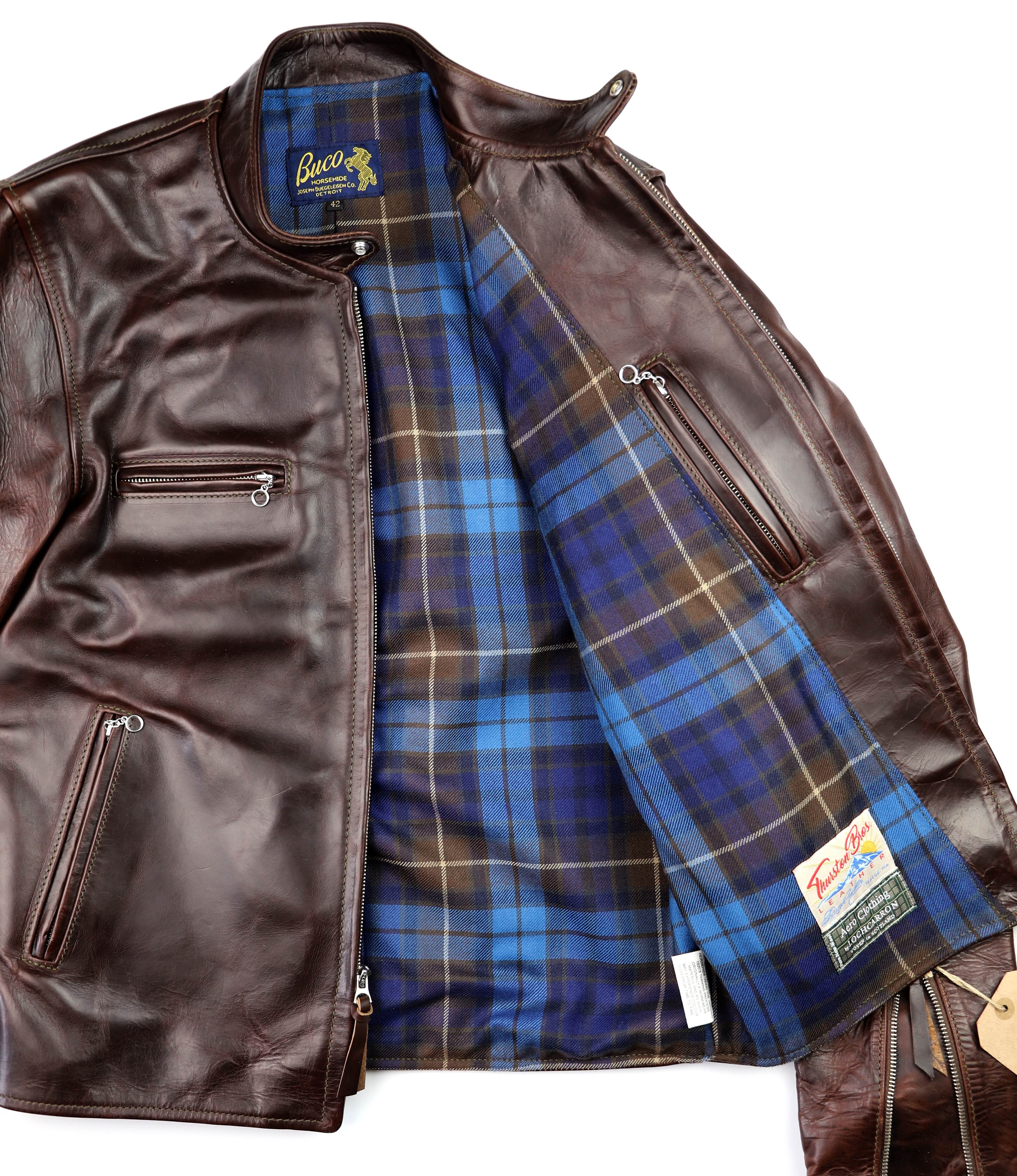 Aero Board Racer Brown CXL FQHH IFB Buchanan Blue tartan lining.jpg