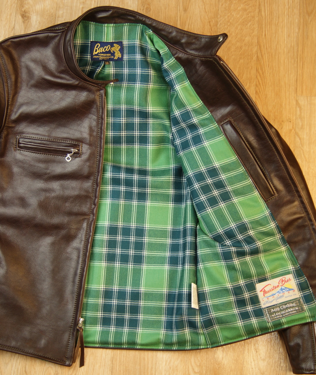 Aero Board Racer Dark Seal Vicenza Horsehide FS9 MacDonald Lord of the Isles tartan lining.jpg