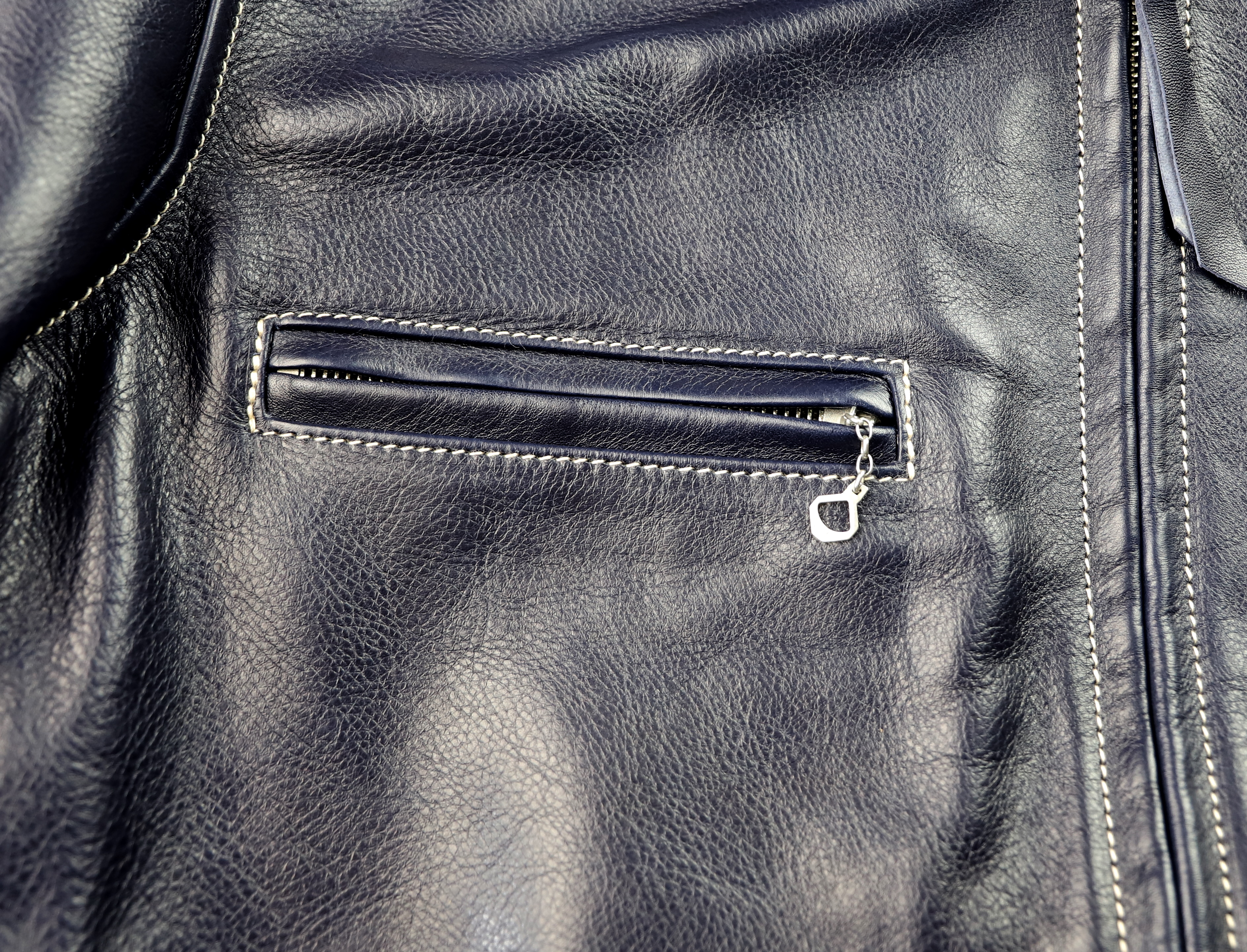 Aero Board Racer Navy Blue Vicenza Horsehide YSK chest pocket.jpg