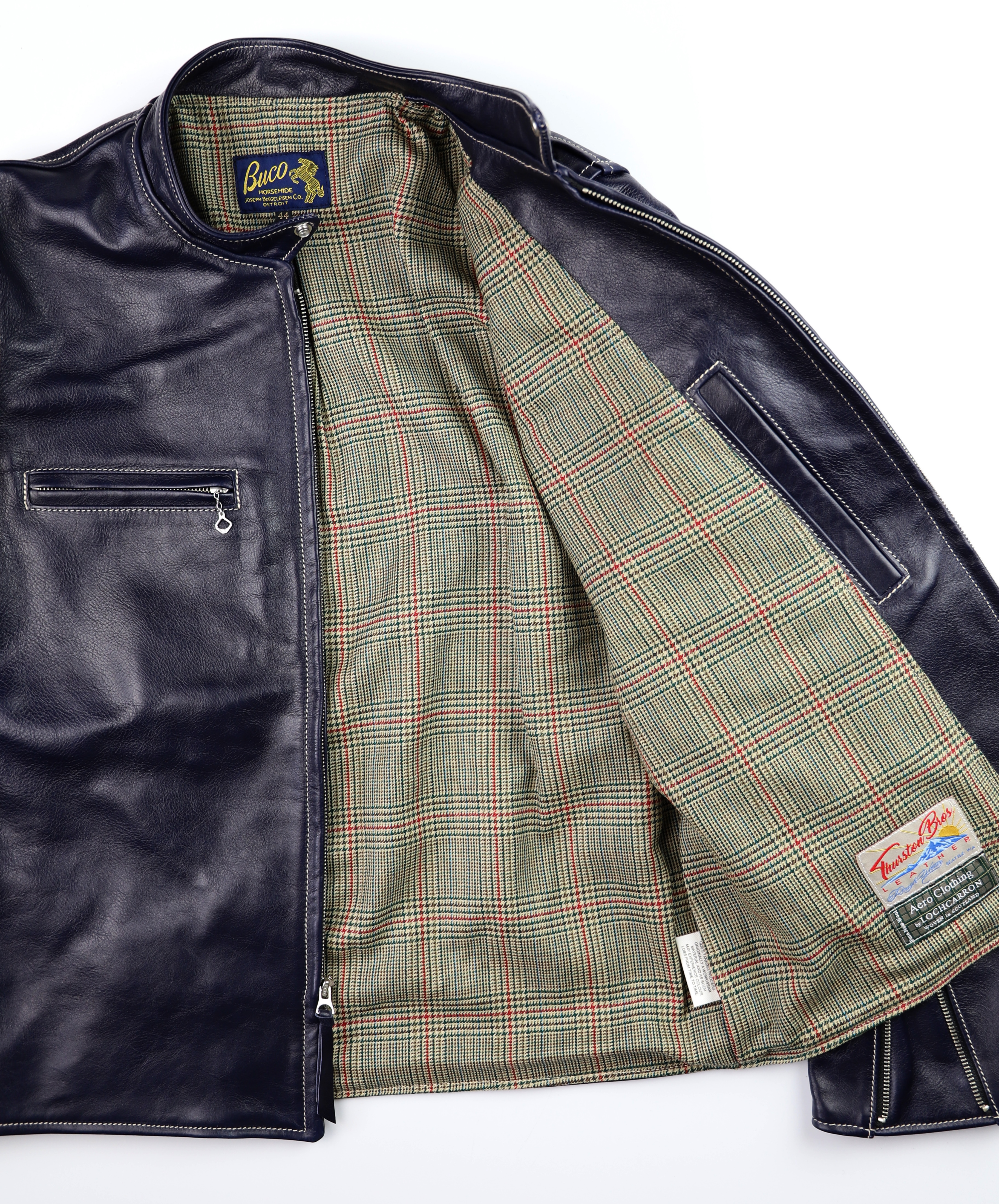 Aero Board Racer Navy Blue Vicenza Horsehide YSK Minto Check Tweed lining.jpg