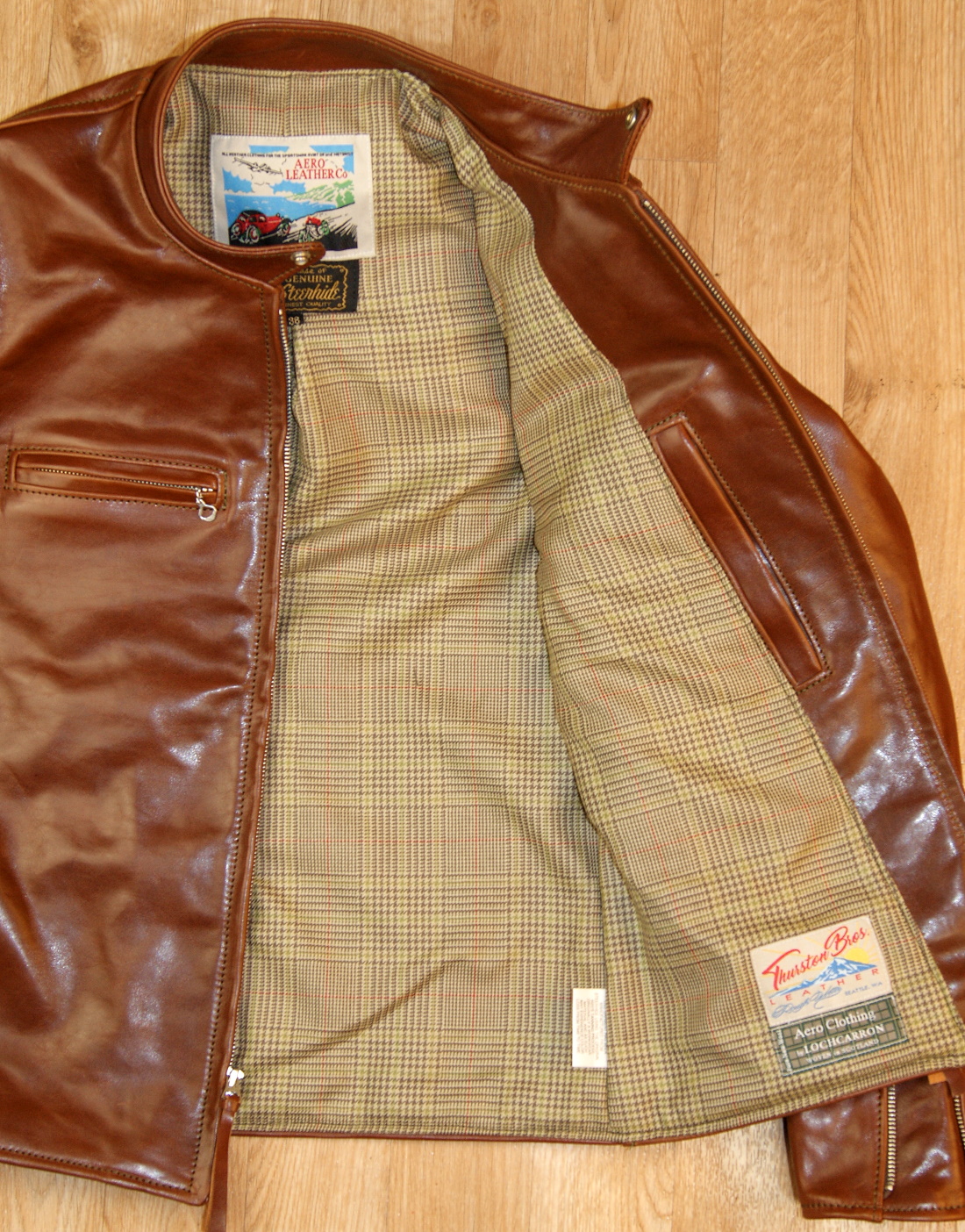 Aero Board Racer Russet Badalassi Cowhide KB9 Crail Check Tweed wool lining.jpg