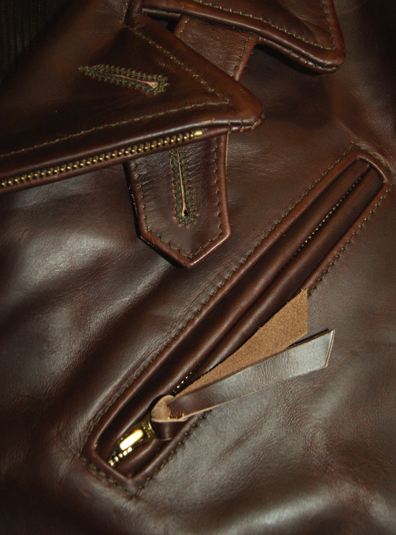 Aero Bootlegger Brown CXL Steerhide TD1 chest pocket and throat latch.jpg