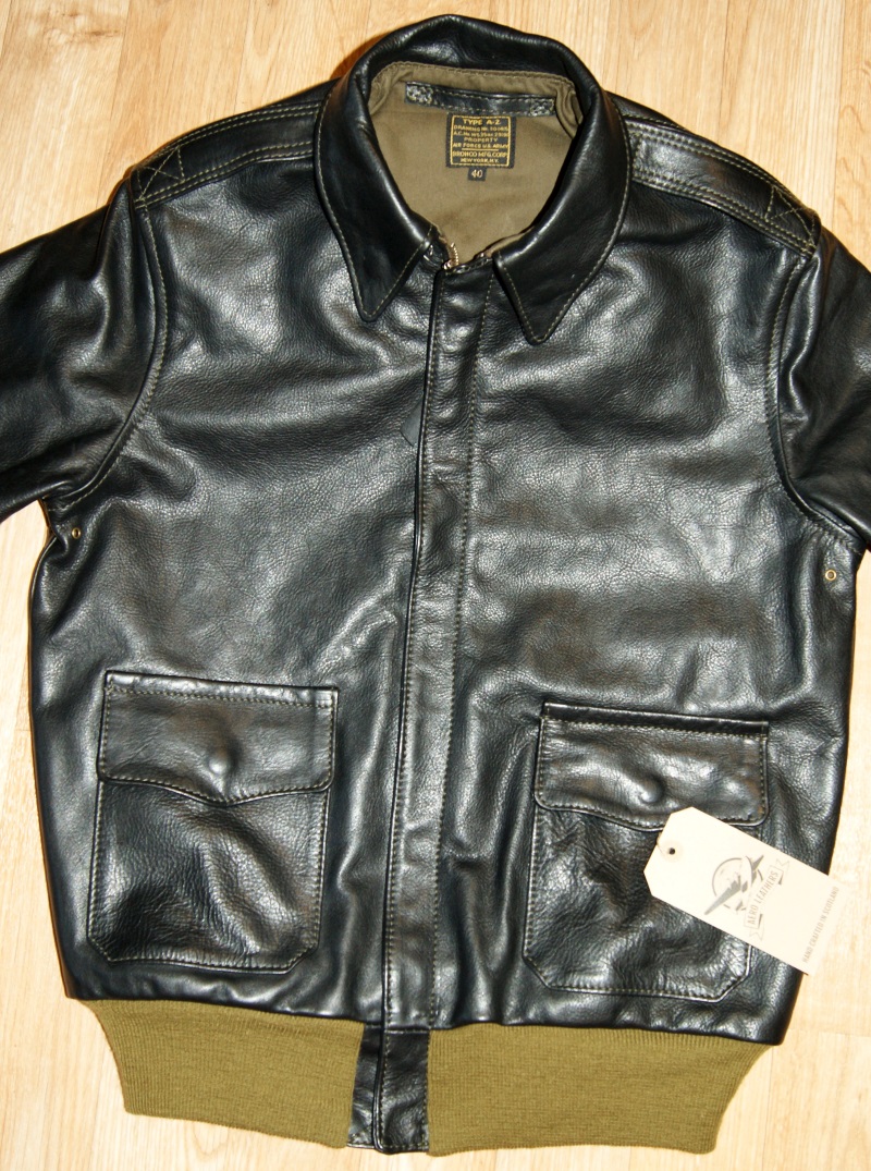 Aero Bronco A-2 Black Vicenza Horsehide FD2 size 40 front.jpg