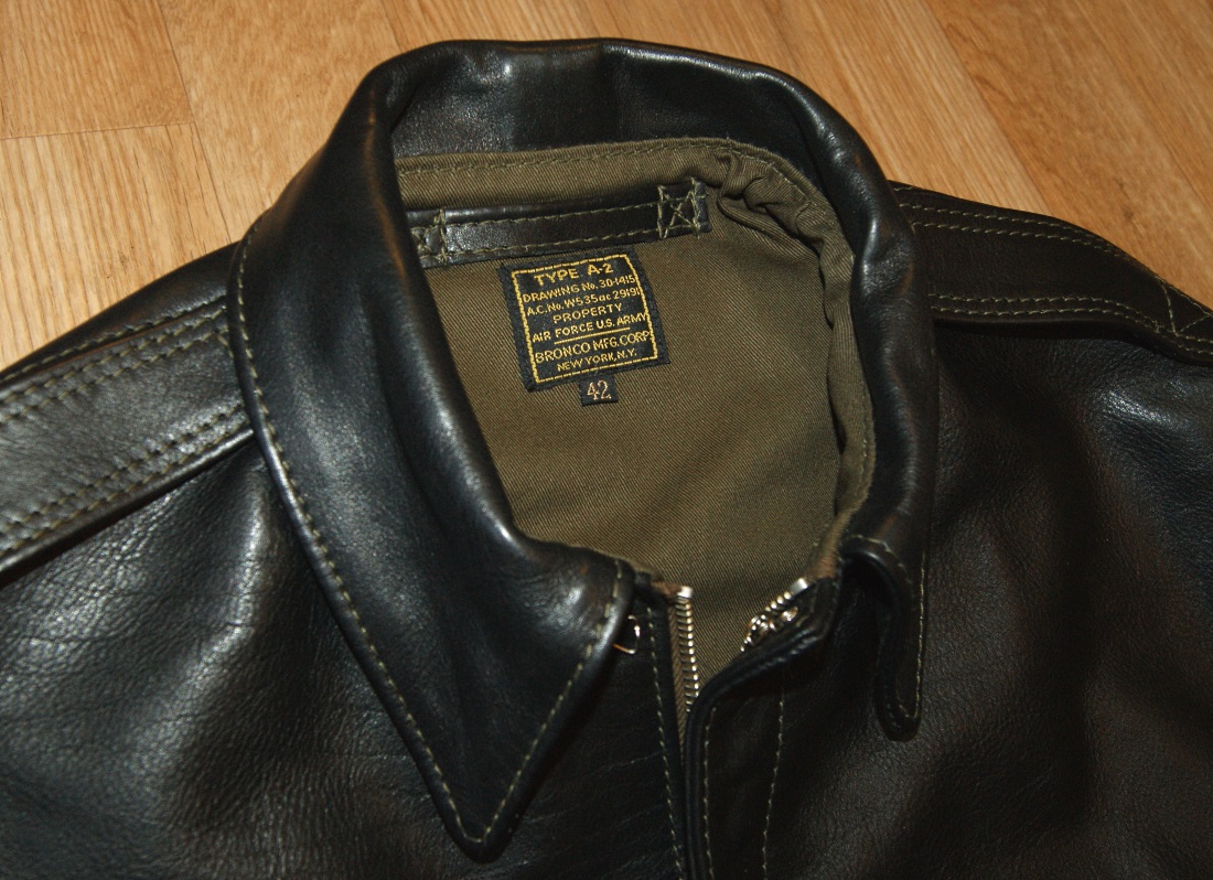 Aero Bronco A-2 Black Vicenza Horsehide FL99 collar.jpg