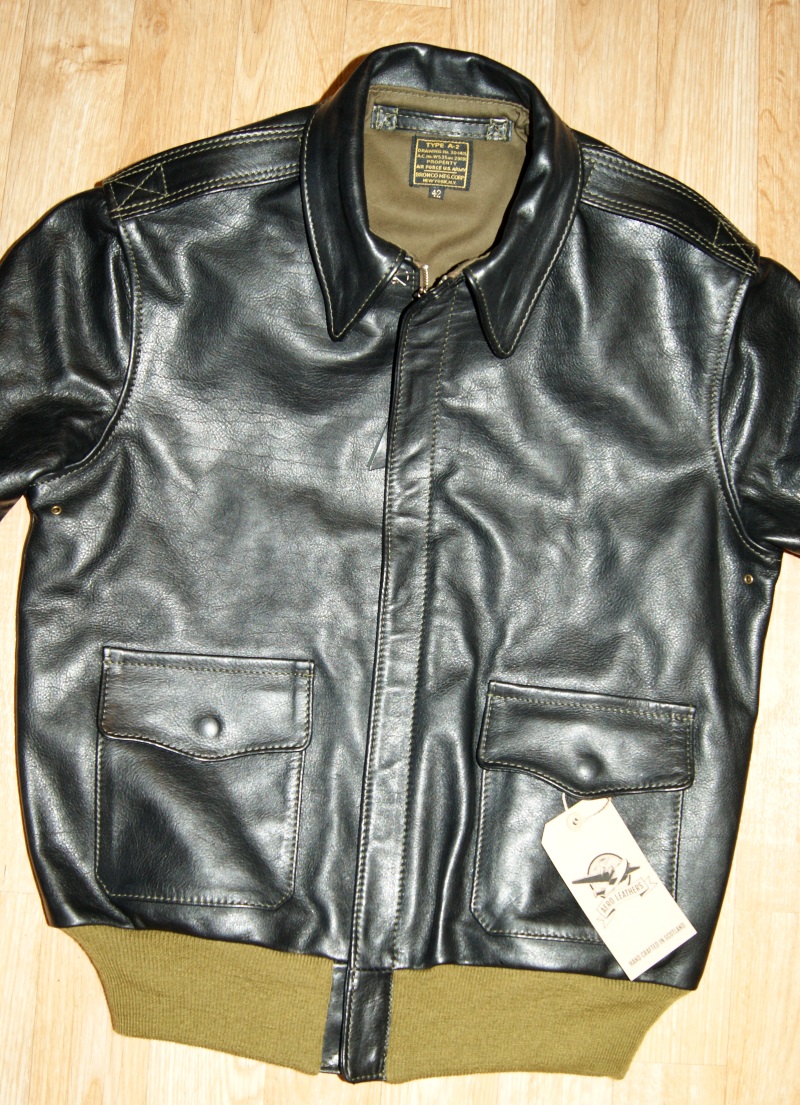 Aero Bronco A-2 Black Vicenza Horsehide FL99 front.jpg