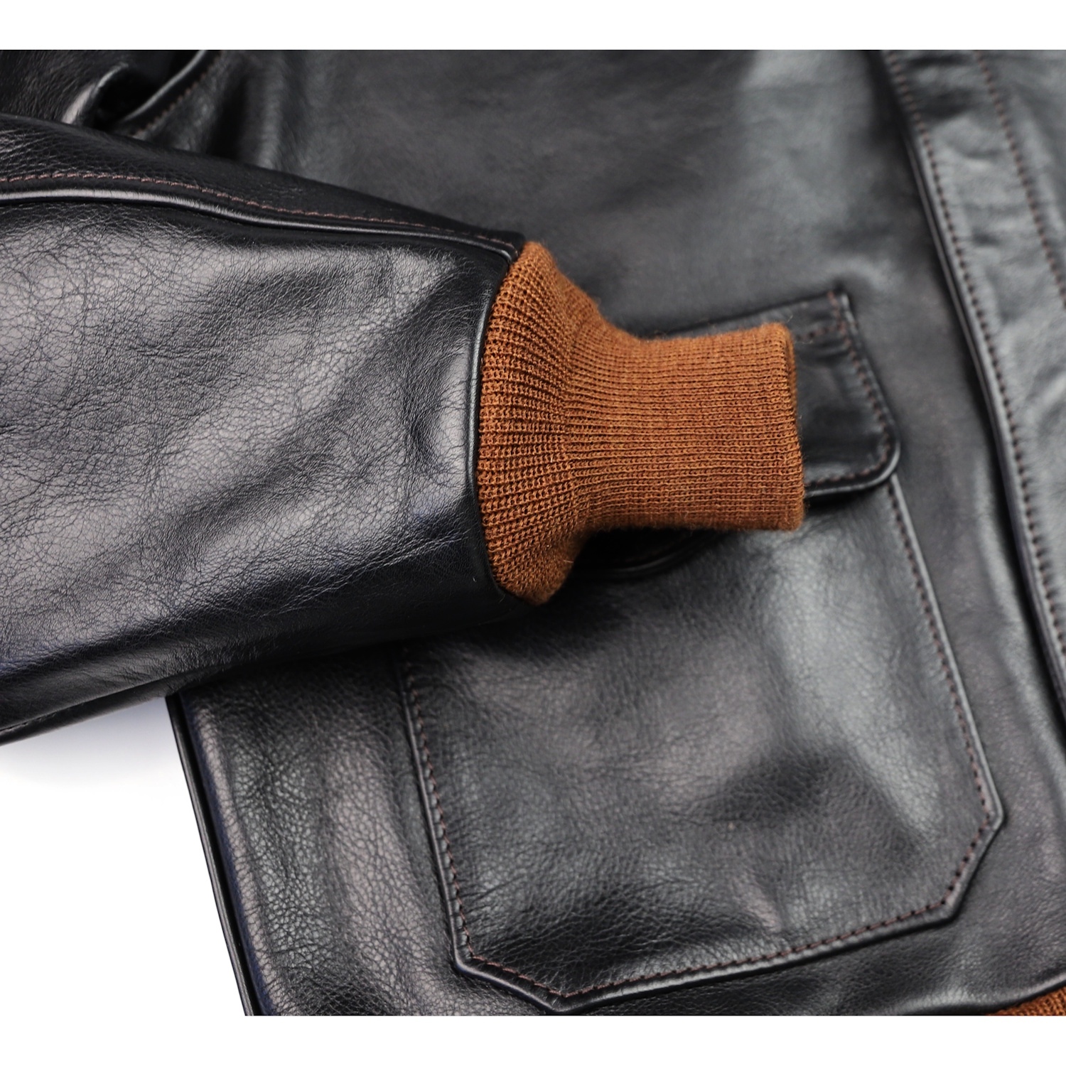 Aero Bronco A-2 Blackened Brown Vicenza HX2 knit cuff IG square.jpg