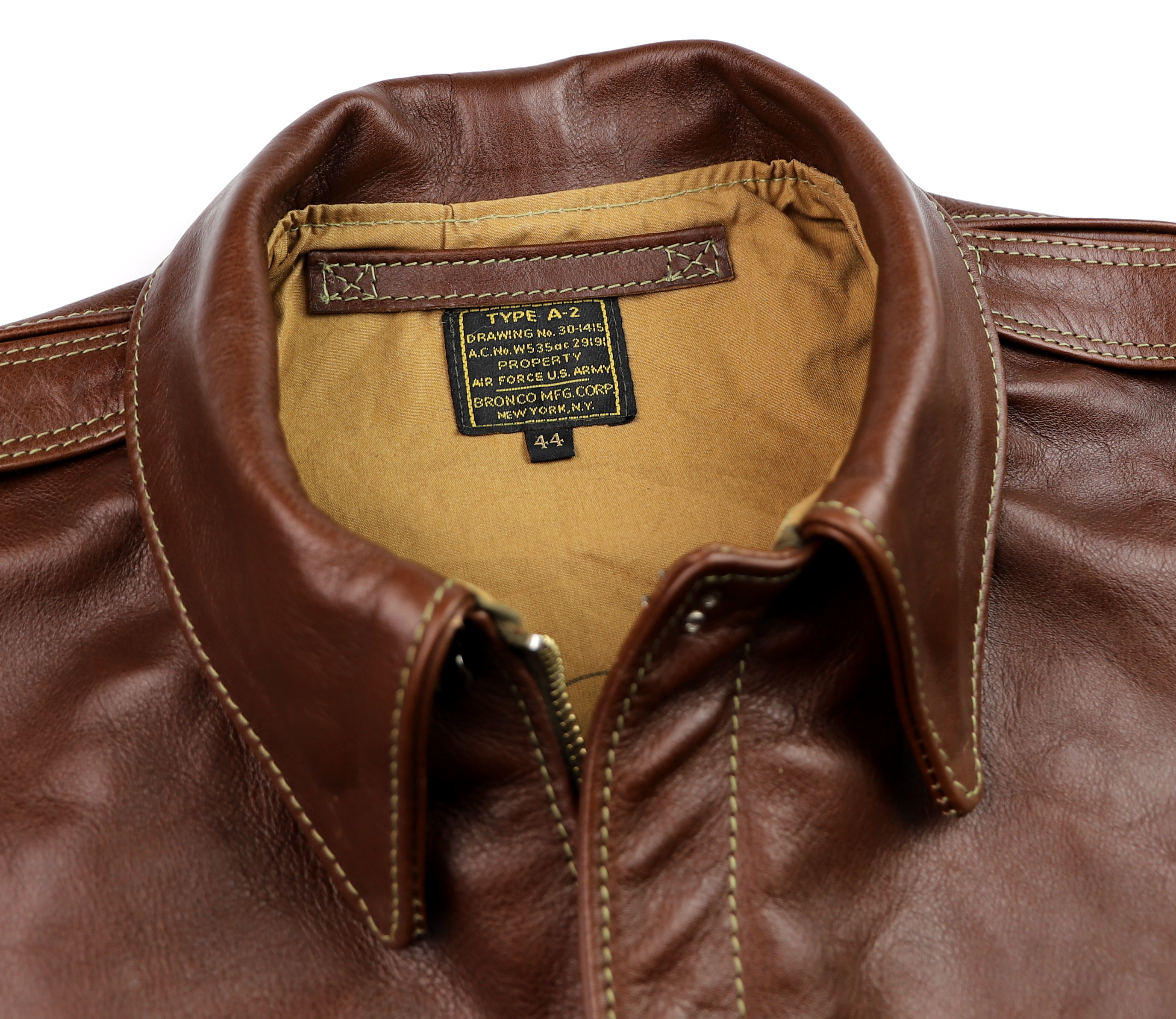 Aero Bronco A-2 Russet Vicenza Horsehide ATJ collar.jpg